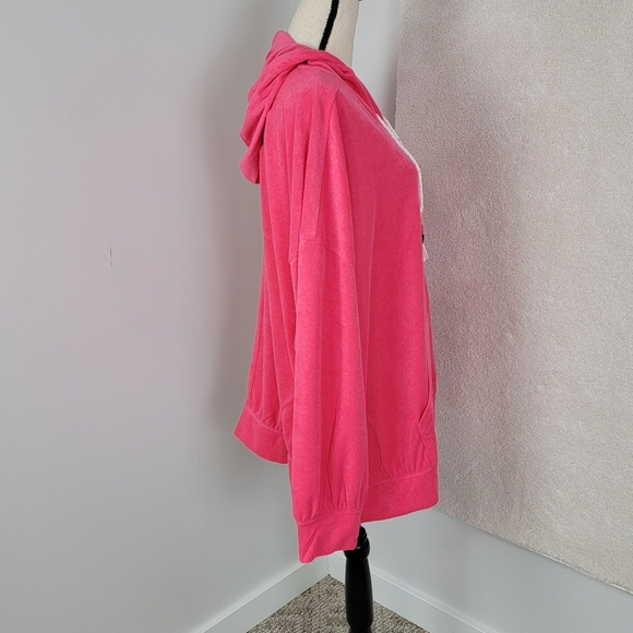 Lane Bryant LIVI Honeysuckle Pink Zip Front Towel Terry Hoodie Jacket 26/28 NEW - Picture 7 of 15